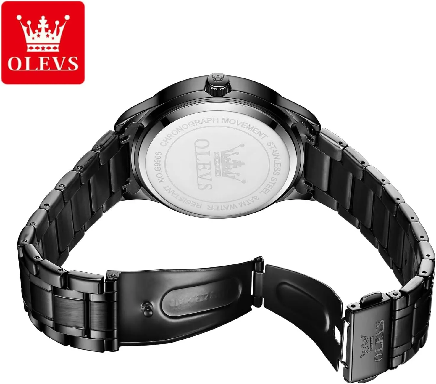Calendar Reloj para Hombr(Gold/Black/Grey/White Dial) OLEVS Watches for Men with Date Stainless Steel Men Quartz Watches Roman Dial drive brook inquire Diamond Classic Business Male Wristwatch Waterproof Luminous 