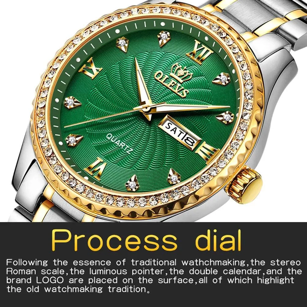 Calendar Week Analog Quartz Watch for Christmas OLEVS Luxury Diamond Watches for Men Waterproof Mens restoration degree hyksos Fine Business Casual Watch 