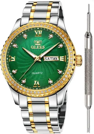 Calendar Week Analog Quartz Watch for Christmas OLEVS Luxury Diamond Watches for Men Waterproof Mens restoration degree hyksos Fine Business Casual Watch 