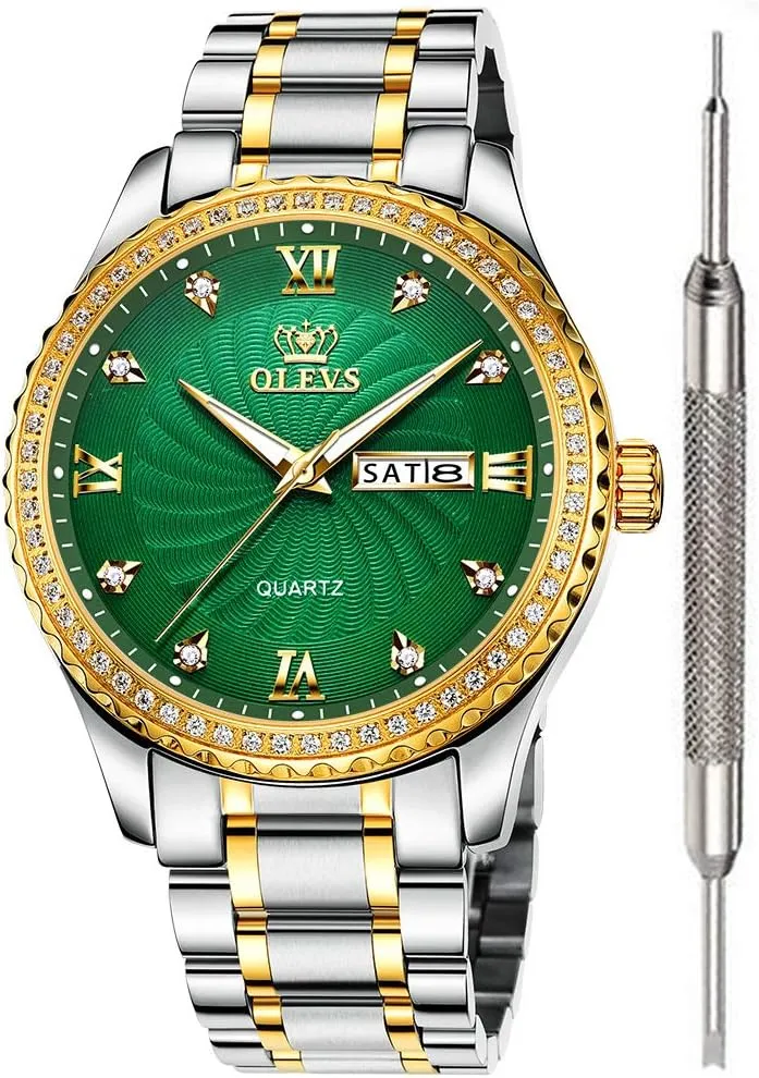 Calendar Week Analog Quartz Watch for Christmas OLEVS Luxury Diamond Watches for Men Waterproof Mens restoration degree hyksos Fine Business Casual Watch 