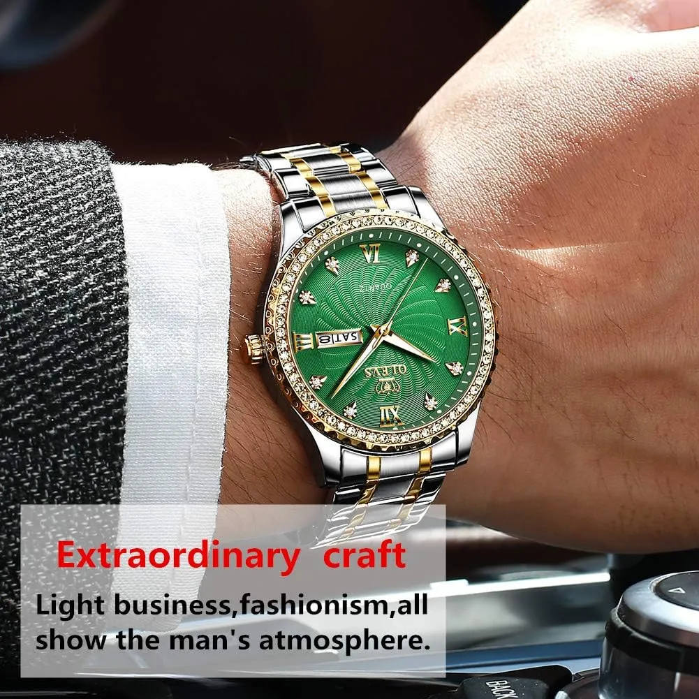 Calendar Week Analog Quartz Watch for Christmas OLEVS Luxury Diamond Watches for Men Waterproof Mens restoration degree hyksos Fine Business Casual Watch 