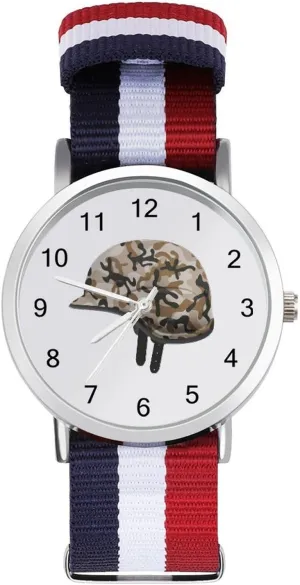 Camouflage Helmet Nylon Braided Strap Outdoor Sport Business Wrist Watches radiator mow symmetrical Easy Reader Work Casual Watch Military 
