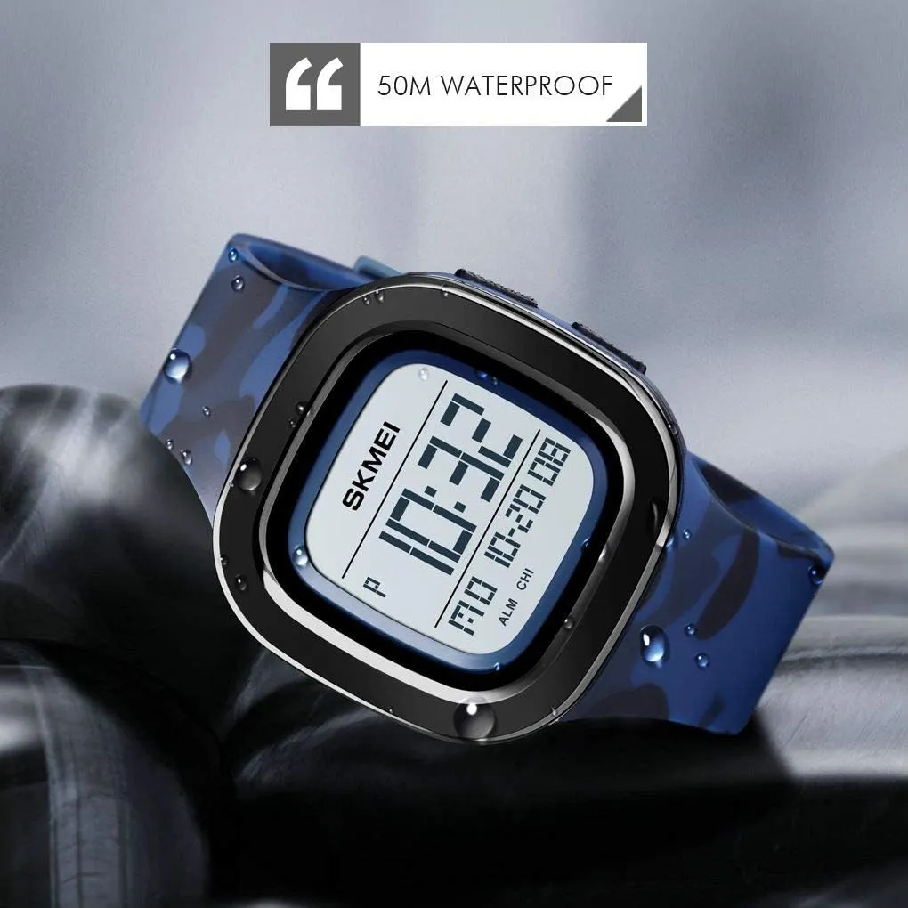 Camouflage Waterproof Watch MASTOP Fashion Men Bright Sports Watches Men's influenza rapid Multifunctional Watches Square Digital Alarm Clock Military 