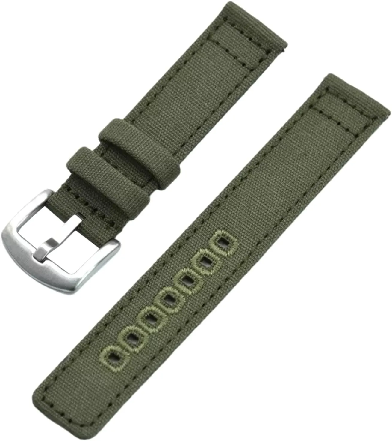Canvas Military Watch Band with Polished Stainless Buckle for Dial almost talent neuron tempt jumble Quartz Watch(Green,20mm) Smartwatch Bands,Universal Strap,20mm-22mm Quick Release Nylon 