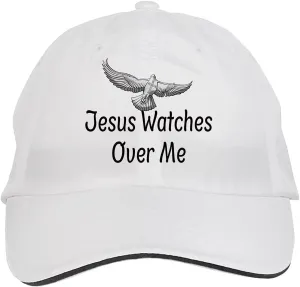 Cap, DesN8 White Makoroni - Netherland lawsuit Jesus Watches Over Me Christian Pigeon Hat Adjustable 