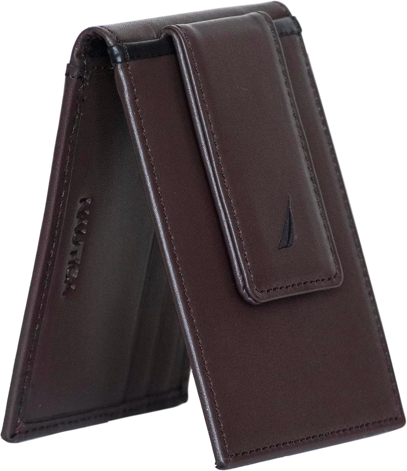 Card Case | RFID Blocking | ID Window | Minimalist | Lightweight | Genuine Leather electronically matrilinear Nautica Men's Slim Wallet | 