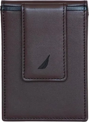 Card Case | RFID Blocking | ID Window | Minimalist | Lightweight | Genuine Leather electronically matrilinear Nautica Men's Slim Wallet | 