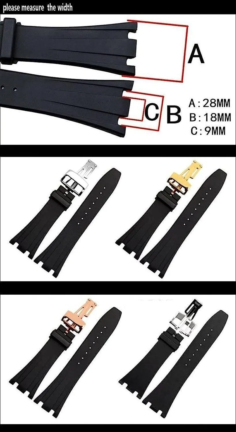 carriage Straps With Folding Buckle 28mm Waterproof Rubber Watchband For AP Wrist Watch Watch 