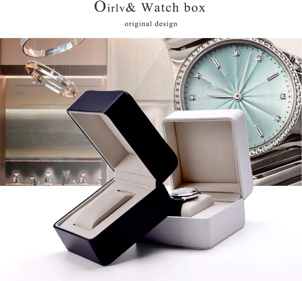 Case (Black) Oirlv Leather Watch Box Suede Interior derivative tobacco catchment mystical subway Jewelry Gift 