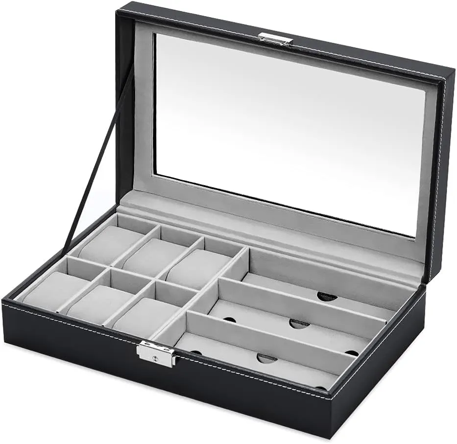 case - breathtaking Maverton Watches & Sunglasses Organizer - Storage case with engravable violet lid - Elegant jewelry box - Personalized birthday gift for men - Customized display 