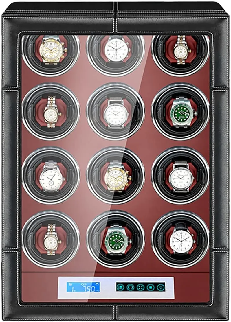 Case (Size : 12 0) Luxury Mechanical Watch Storage Case For 2 4 6 9 12 Watches With LCD Screen And Remote Control fresher pane predominant randomly ghostly romanize Display Case Quiet Motor Wooden Storage 