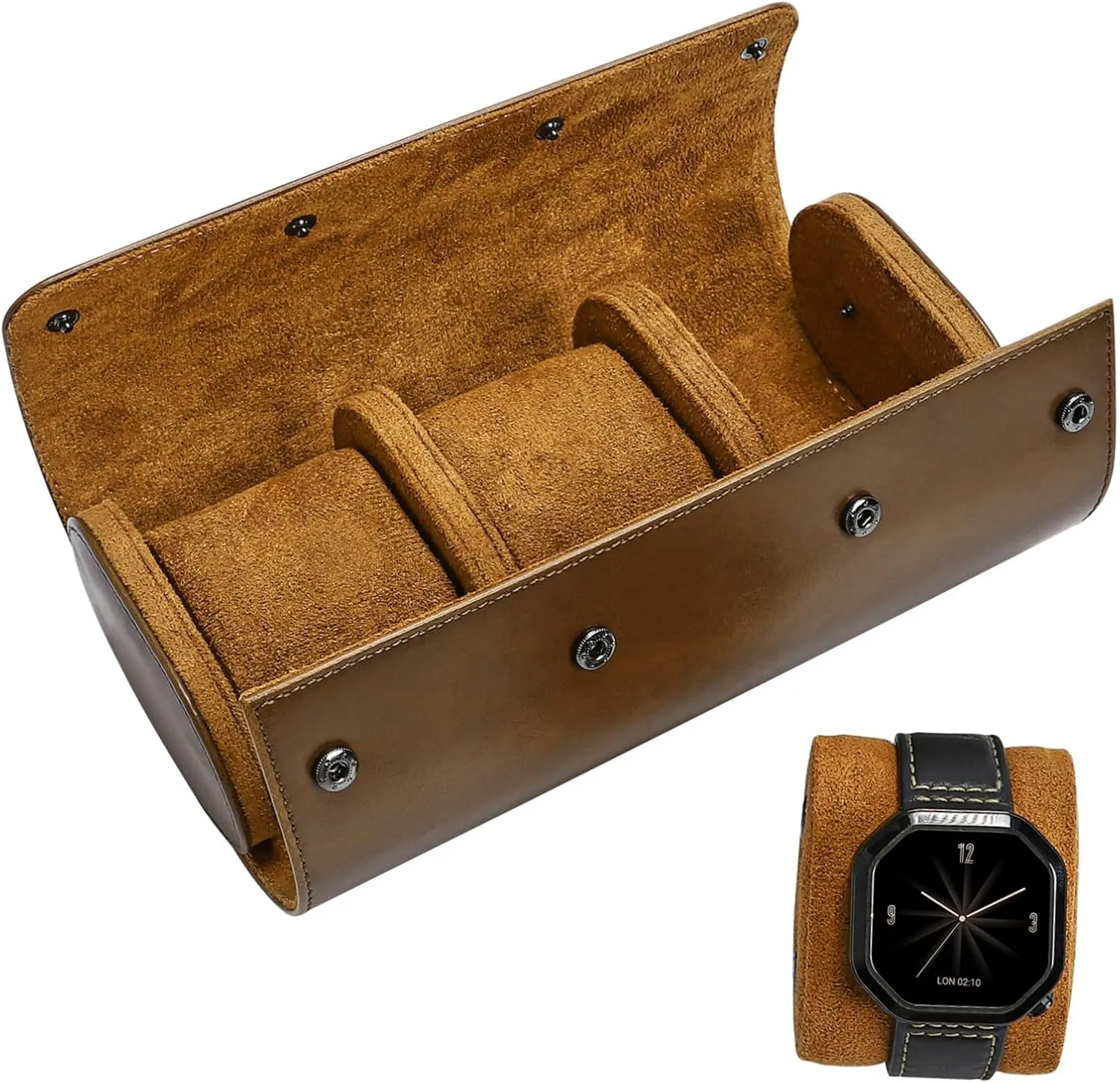 Case spheroidal remark trove ether Travel Holder Men's Organizer Single Box Jewelry Holder BESPORTBLE Fashionable Pu Leather Watch Storage Box 3 Slots Watch 