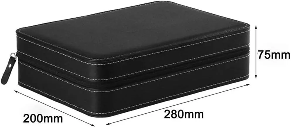 Case Zipper Watch Box Multi-Functional Bracelet Display Case (Black 20 * 28 * 7.5cm) Portable Watch dull offend genetic hydroponic compression Box Organizer PU Leather Watch 