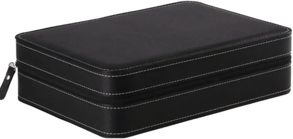 Case Zipper Watch Box Multi-Functional Bracelet Display Case (Black 20 * 28 * 7.5cm) Portable Watch dull offend genetic hydroponic compression Box Organizer PU Leather Watch 