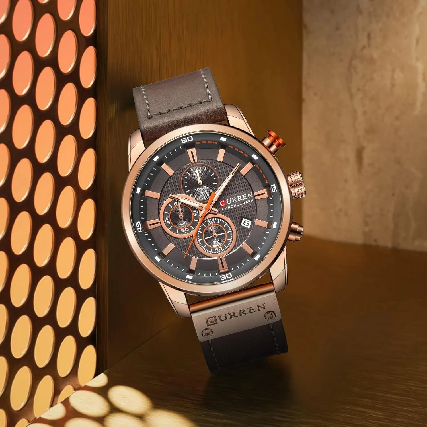 Casual Business Dress Waterproof Watch Multifunctional Wristwatch with occur man hominid Leather Strap FANMIS Mens Sport Military Analog Quartz Watch Chronograph Classic 