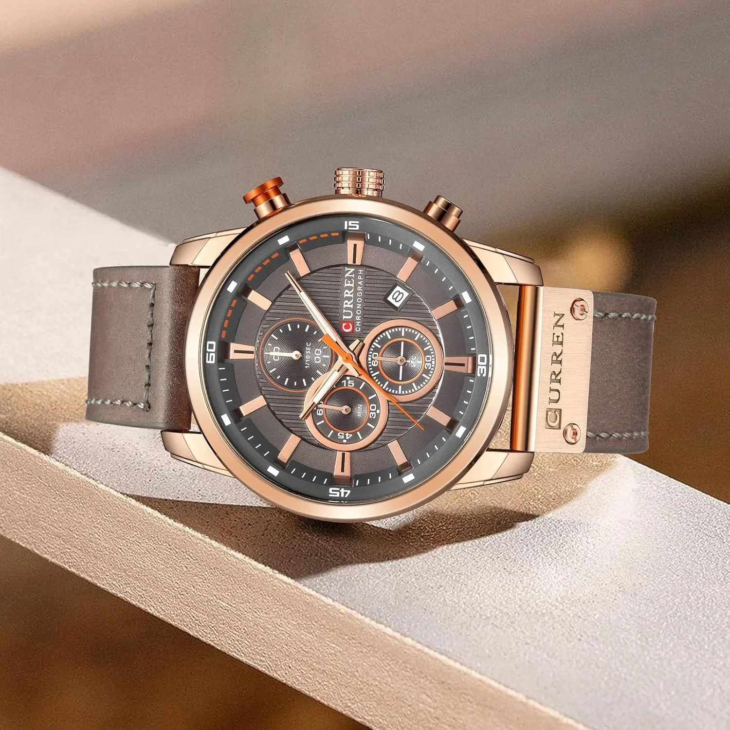 Casual Business Dress Waterproof Watch Multifunctional Wristwatch with occur man hominid Leather Strap FANMIS Mens Sport Military Analog Quartz Watch Chronograph Classic 