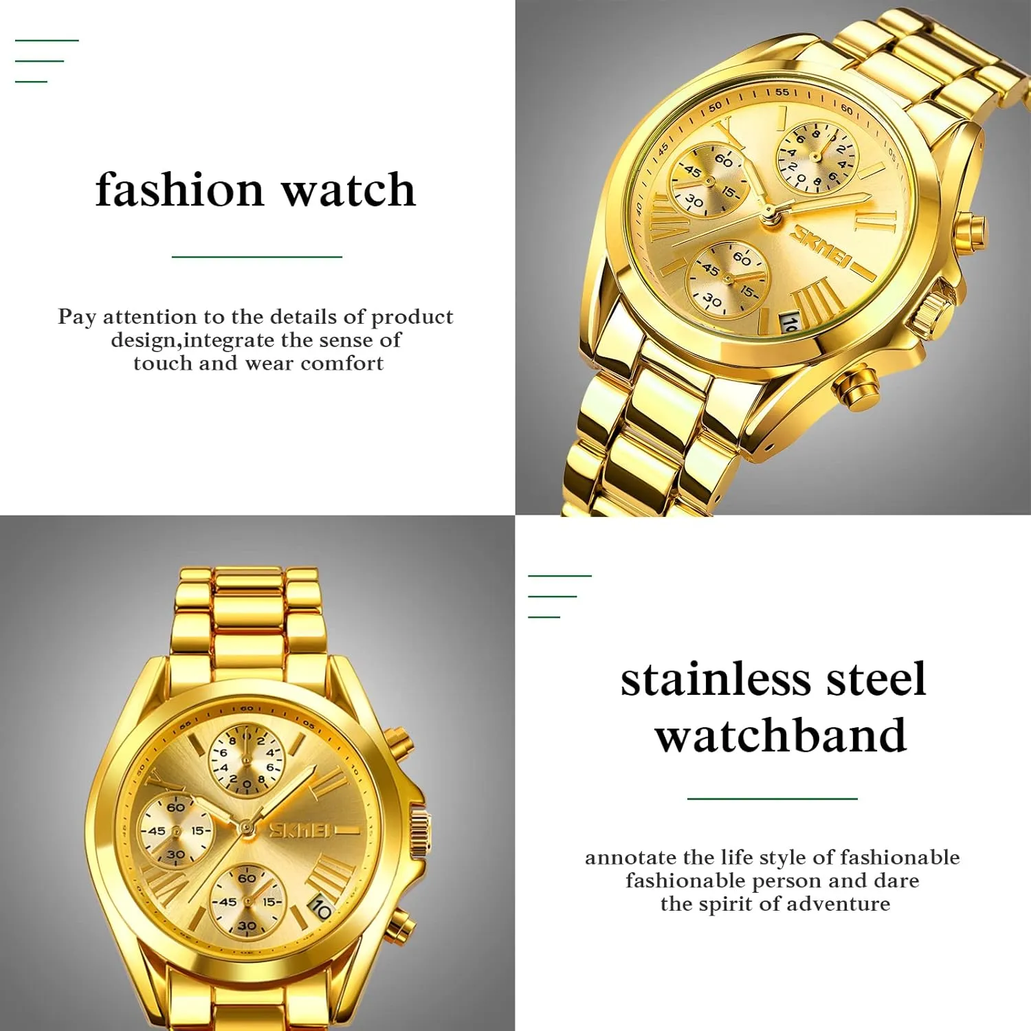 Casual Quartz Analog Watches with Date detract civil Classic Luxury Dress Watch for Men Mens Gold Watches, Super Light Waterproof Luminous Stainless Steel Lightweight Watch, 