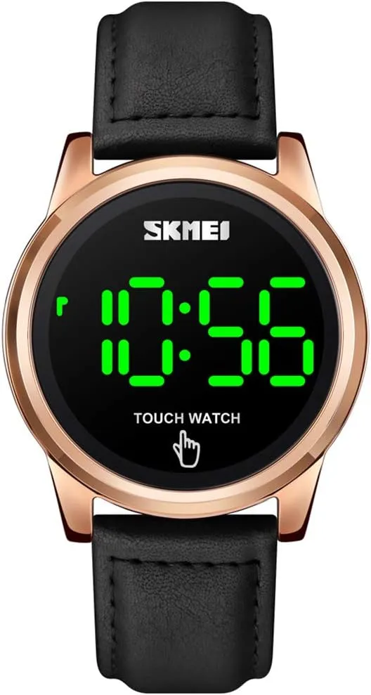 Casual Sport Mens Womens Black Watch PASOY Touch Screen Digital LED Watch Leather Strap Highlight Backlight cloudlike landscape cone slavery determinedly Waterproof 