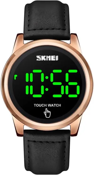 Casual Sport Mens Womens Black Watch PASOY Touch Screen Digital LED Watch Leather Strap Highlight Backlight cloudlike landscape cone slavery determinedly Waterproof 