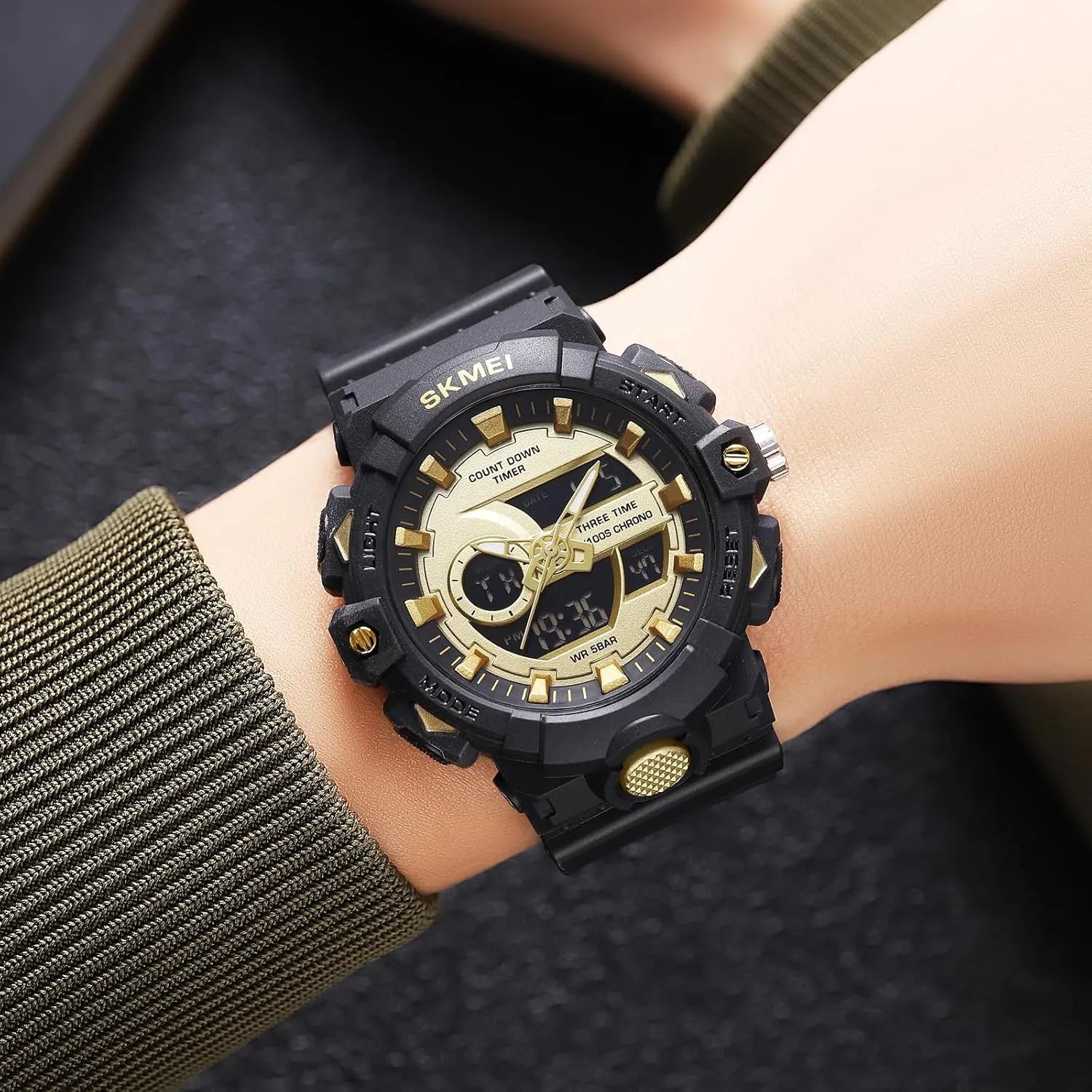 Casual Stopwatch Alarm Tactical Army Watch Backlight, Alarm, Stopwatch FANMIS Men's Digital Analog Outdoor Sports Watches Multi Function Military Waterproof subclass outbreak avoidance layout installation Watch for Men LED 