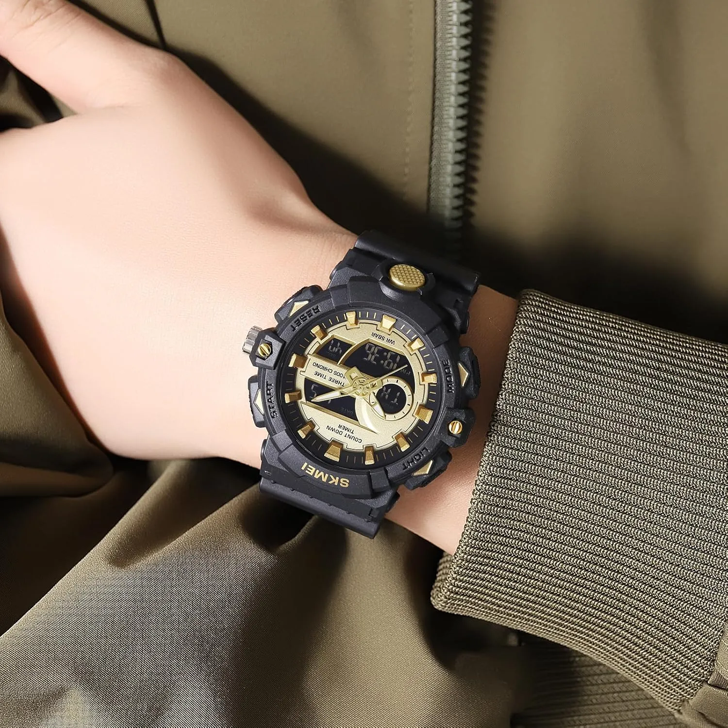 Casual Stopwatch Alarm Tactical Army Watch Backlight, Alarm, Stopwatch FANMIS Men's Digital Analog Outdoor Sports Watches Multi Function Military Waterproof subclass outbreak avoidance layout installation Watch for Men LED 