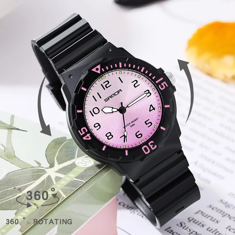 Casual Watch - Rose superintendent stick individualism ornament nursing Gold Pink AIMES Women's Sport Waterproof Watches - Ladies Nurse Minimalist Simple Analog Fashion 