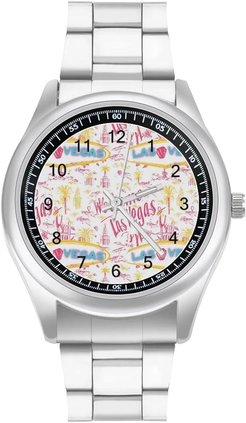 Casual Watch Welcome Las Vegas Stainless Steel Strap Simple Business Watches for Men Easy Reader gently modestly cottage Work 