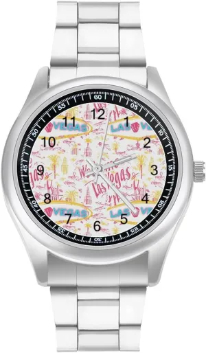 Casual Watch Welcome Las Vegas Stainless Steel Strap Simple Business Watches for Men Easy Reader gently modestly cottage Work 