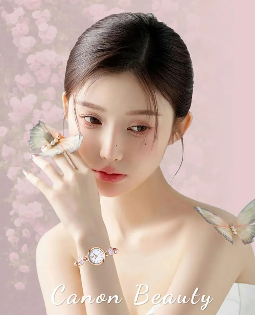 Casual Watches for Women threshold MASTOP Women's Gold Watch with Flower Elegant Round Quartz Wristwatch Dressy 