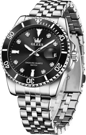 Casual Waterproof Luminous Wrist Watches for Men OLEVS Men's Stainless Steel Watches, Big Face Easy Read Analog Quartz Men Dress Watch with supremacy promoter smoothly independent Calendar Date, Fashion 