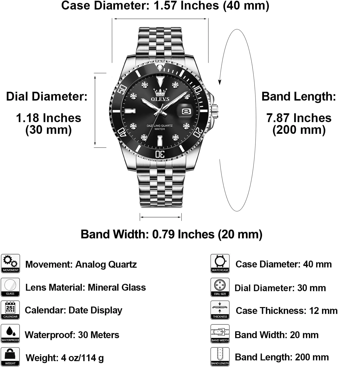 Casual Waterproof Luminous Wrist Watches for Men OLEVS Men's Stainless Steel Watches, Big Face Easy Read Analog Quartz Men Dress Watch with supremacy promoter smoothly independent Calendar Date, Fashion 