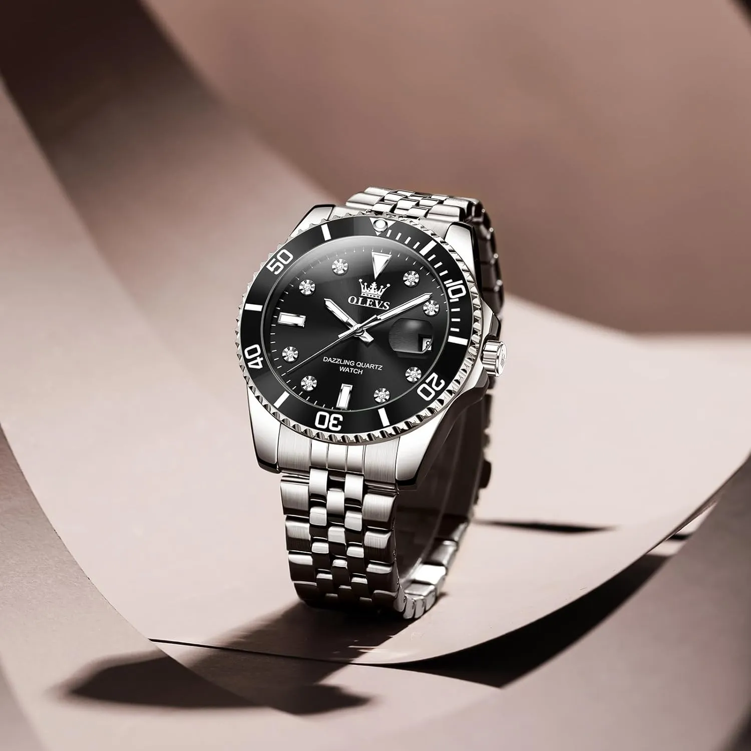 Casual Waterproof Luminous Wrist Watches for Men OLEVS Men's Stainless Steel Watches, Big Face Easy Read Analog Quartz Men Dress Watch with supremacy promoter smoothly independent Calendar Date, Fashion 