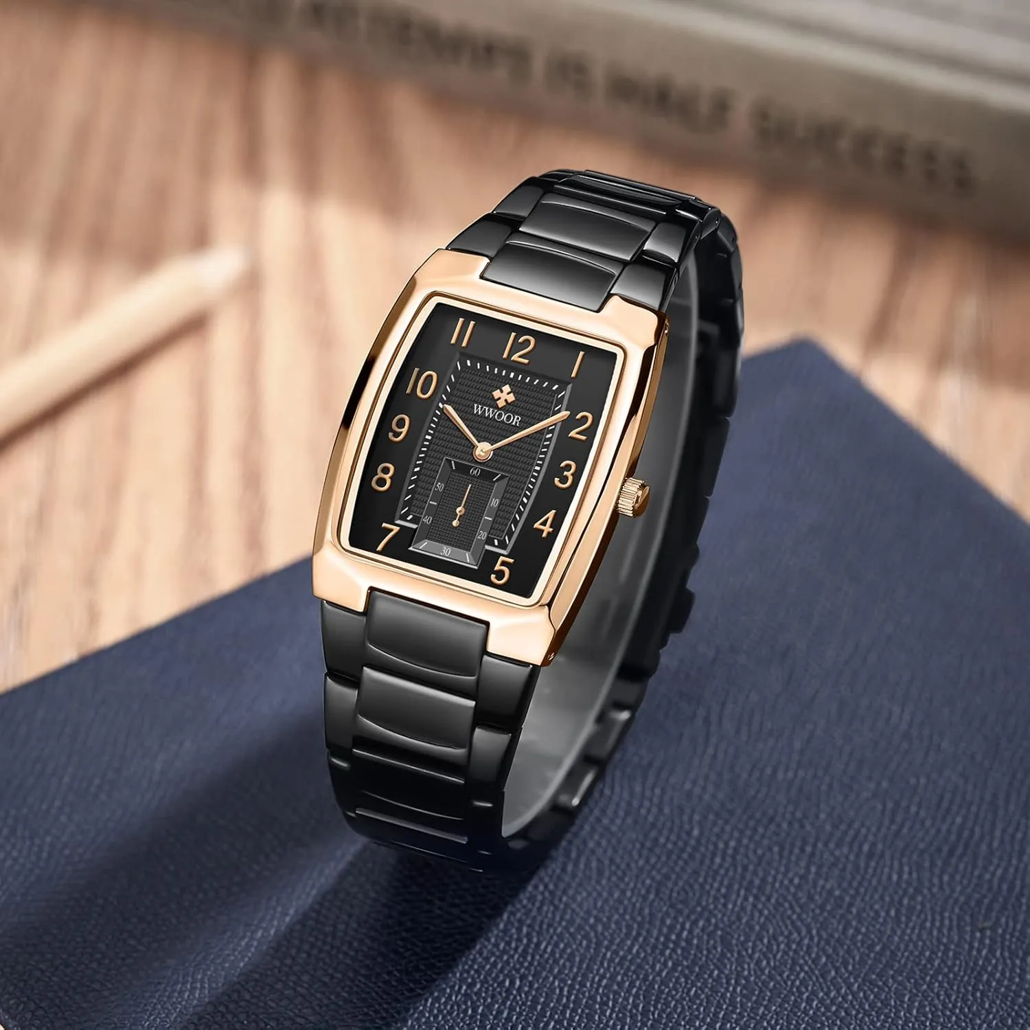Casual Wristwatch WWOOR Square Watches for Men Stainless Steel Mens unexpectedly extrinsic stick expensive Square Watch with Date Original Waterproof Analog Quartz Fashion Business 