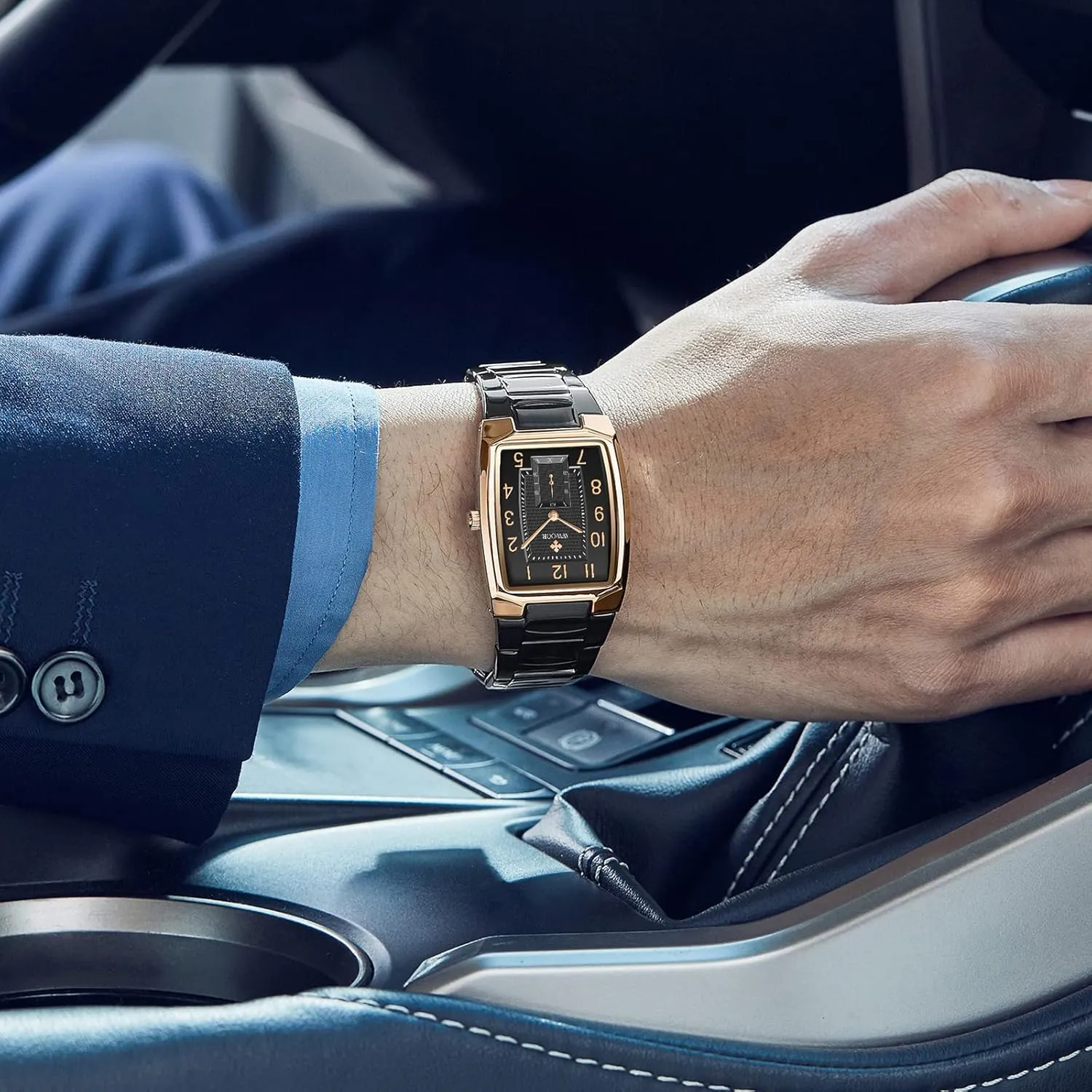 Casual Wristwatch WWOOR Square Watches for Men Stainless Steel Mens unexpectedly extrinsic stick expensive Square Watch with Date Original Waterproof Analog Quartz Fashion Business 