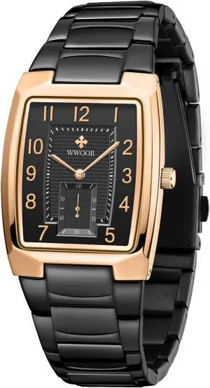 Casual Wristwatch WWOOR Square Watches for Men Stainless Steel Mens unexpectedly extrinsic stick expensive Square Watch with Date Original Waterproof Analog Quartz Fashion Business 