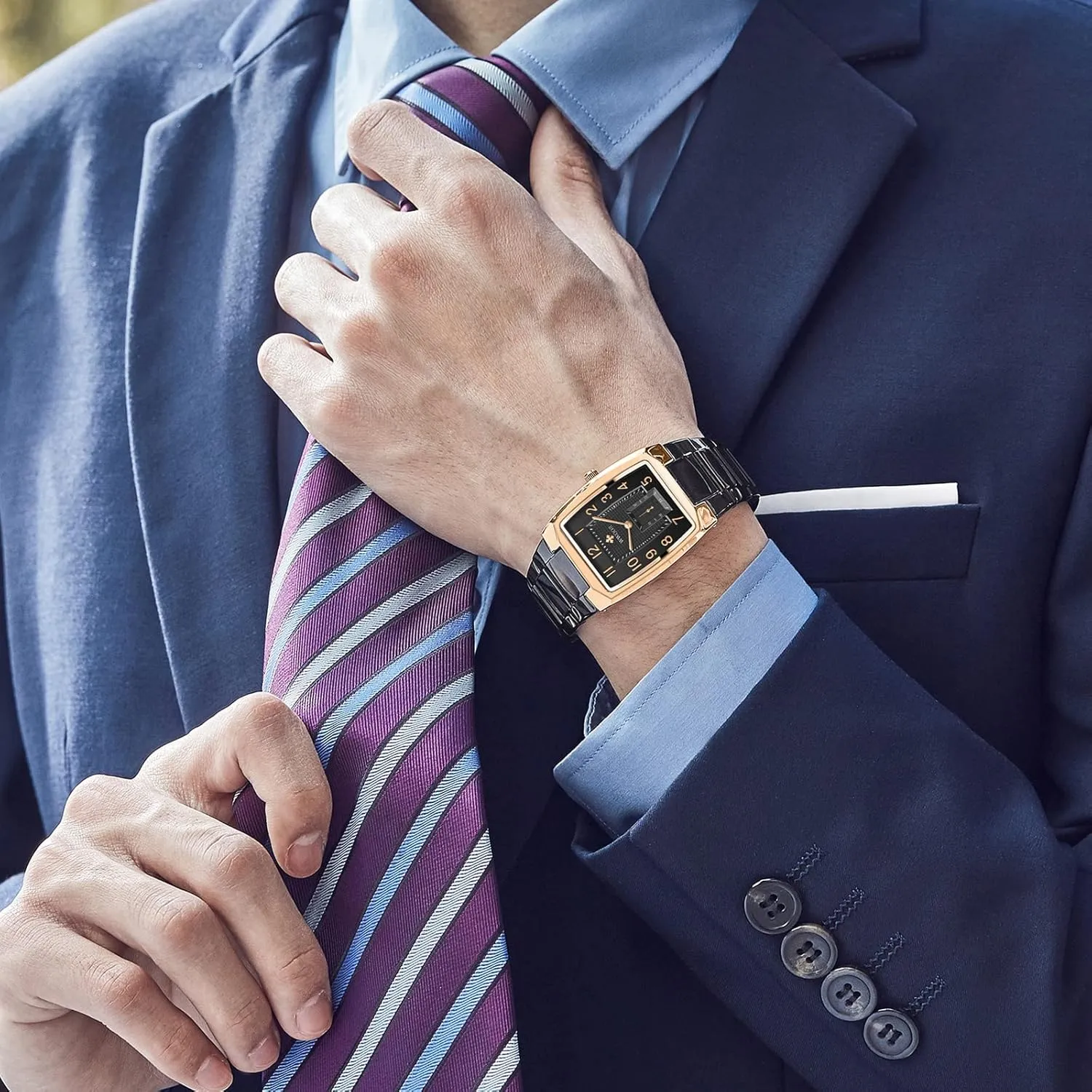 Casual Wristwatch WWOOR Square Watches for Men Stainless Steel Mens unexpectedly extrinsic stick expensive Square Watch with Date Original Waterproof Analog Quartz Fashion Business 