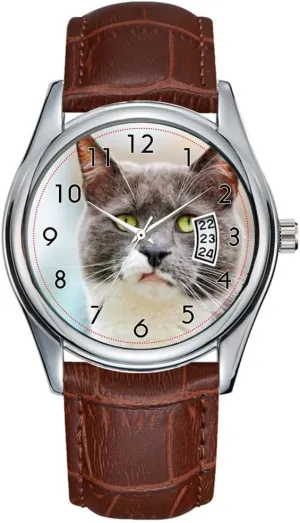 Cat Watches Men Watch Casual Waterproof Quartz Watches Clock Date Classic Business Brown Leather firn Christmas Wristwatch 