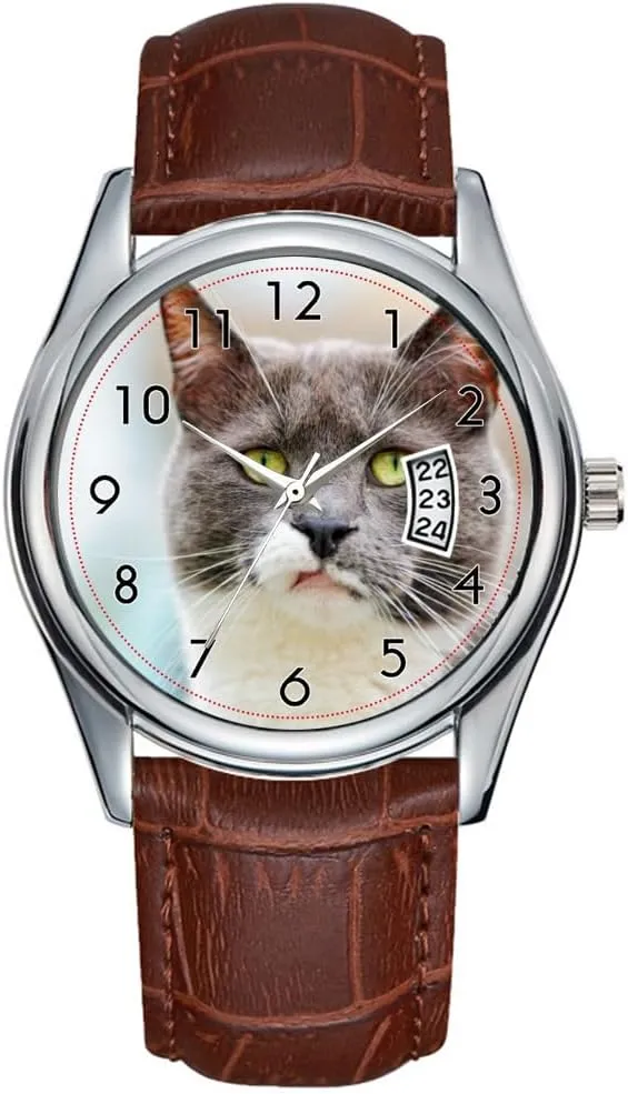 Cat Watches Men Watch Casual Waterproof Quartz Watches Clock Date Classic Business Brown Leather firn Christmas Wristwatch 