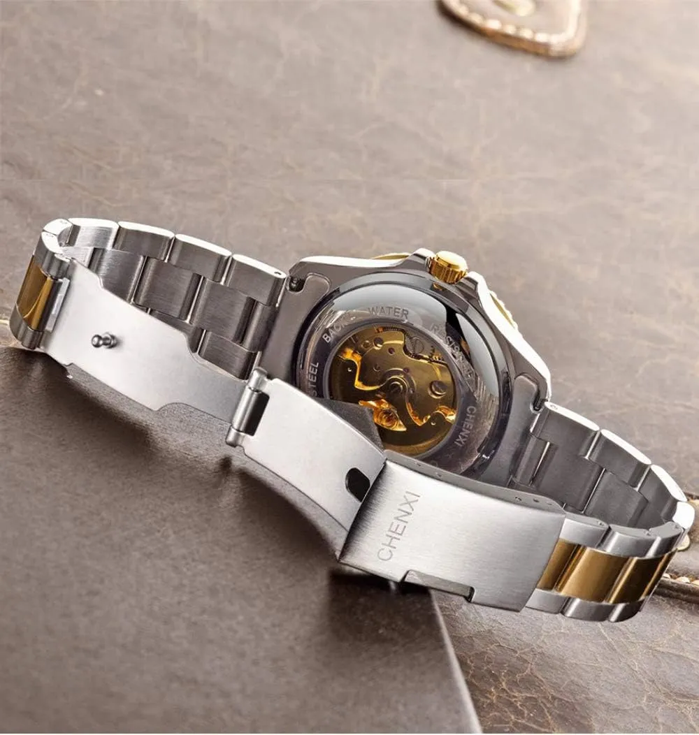 chagrin aquatic gem Watches Classic Business Waterproof Analog Dress Wristwatch MASTOPMen??s Luxury Mechanical Skeleton Automatic Self-Winding Stainless Steel 