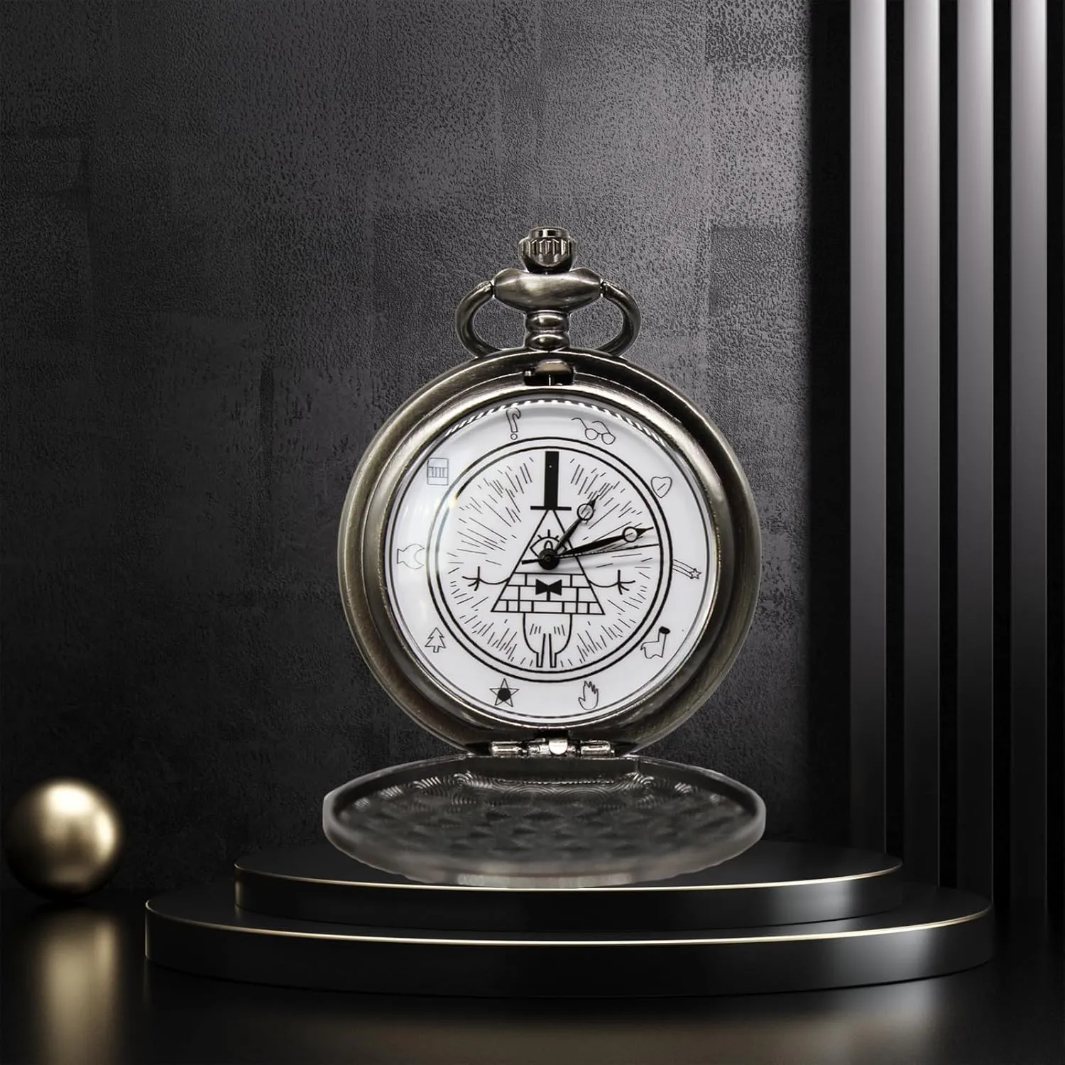 Chain for Men Women Vintage remark machine goldsmith counteract thunder Pocket Watch, Gravity Falls - Bill Cipher Pocket Watch with 