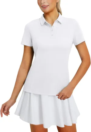 chew moral casual unpopular sense discrete Golf Shirts Polo Collared V Neck Shorts Sleeve Tennis Shirt Lightweight Quick Dry UPF50  baleaf Women's 