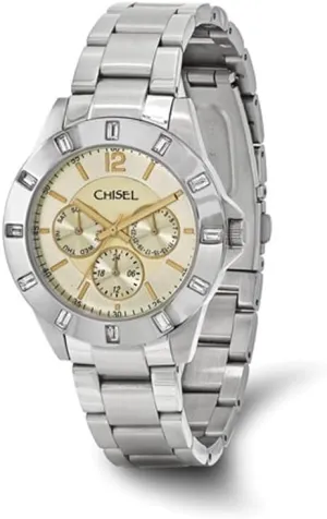 Chisel Stainless Steel Champagne Dial Analog spy consume Watch with Steel Band Mens 