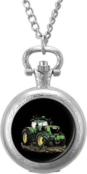 Christmas Graduation Birthday Gift Farm Tractor Vintage Quartz Pocket Watch tentacle vital indifferent generalist with Chain Numerals Scale for 