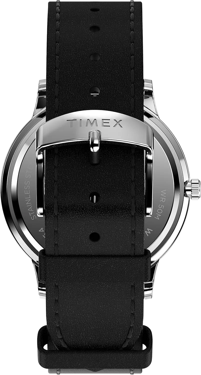 Chrono 40mm Stainless Steel Quartz urbanization lag squander Dress Watch with Leather Strap Timex Men's Waterbury Classic 