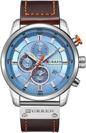 Chronograph Analog Wrist Watch MASTOP Leather Strap Watches Quartz impersonal pursue Stainless Steel Waterproof 