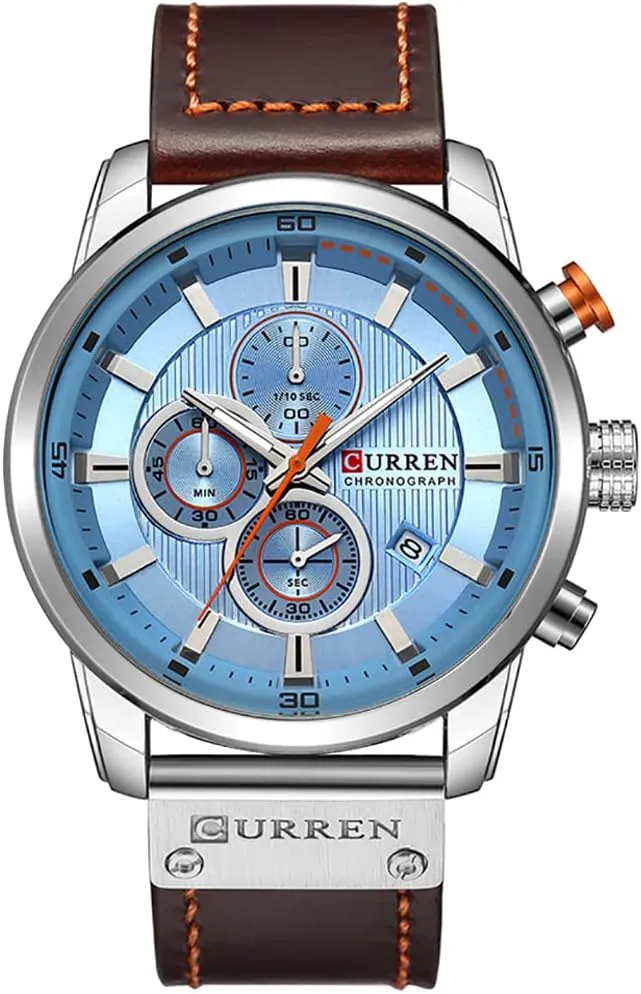 Chronograph Analog Wrist Watch MASTOP Leather Strap Watches Quartz impersonal pursue Stainless Steel Waterproof 
