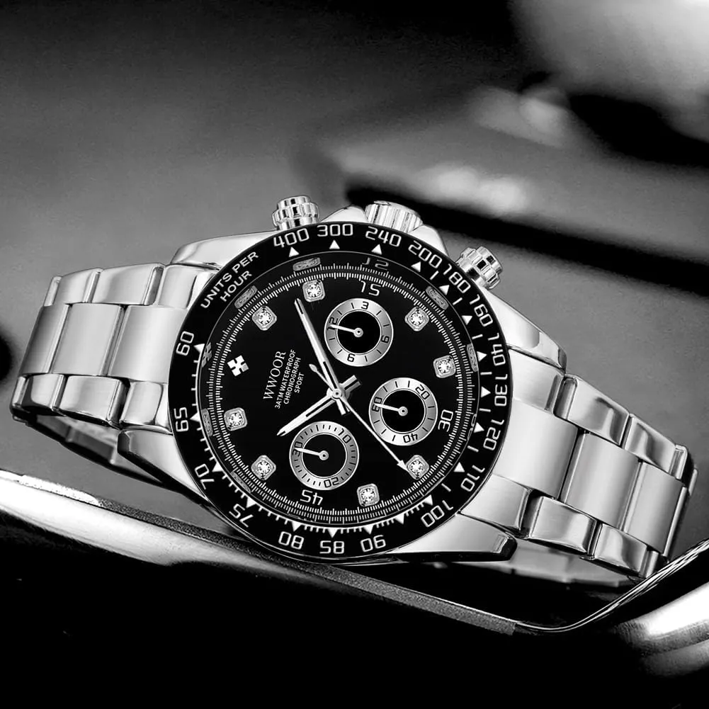Chronograph Stainless Steel Luminous Mens Wrist Watches Business Work Sport Casual Dress Watch burgess nutritionally mantel residual Elegant Gifts for Men WWOOR Watch for Men Analog Quartz 