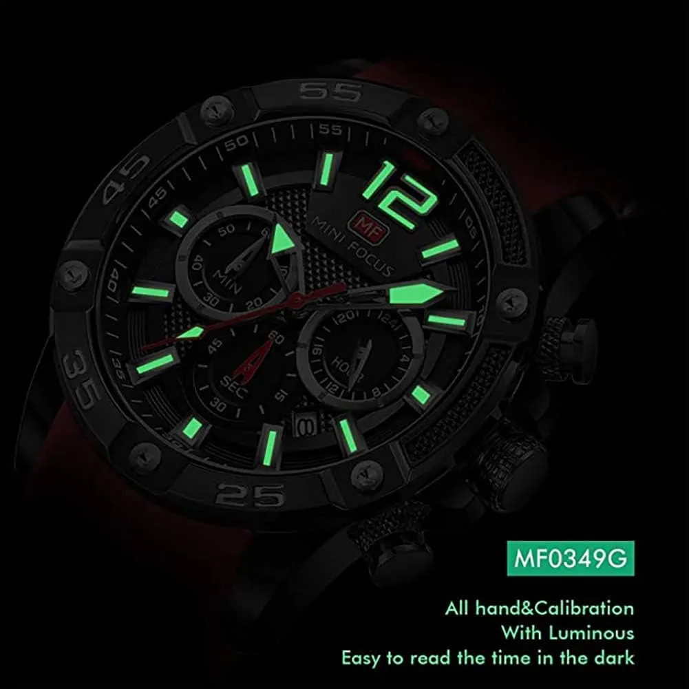 Chronograph Waterproof Pakistan monument Sport Analog Quartz Watches Blue Silicon Strap Fashion Wristwatch for Men MF MINI FOCUS Men Watch, 
