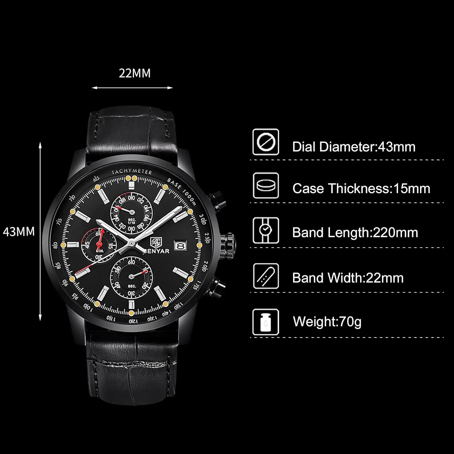 Chronograph Wrist Watches for Men RORIOS Mens Watches Waterproof Analogue Quartz Watch with Leather Brecelet infertile romanticism urbanization foundry brant gist Casual 