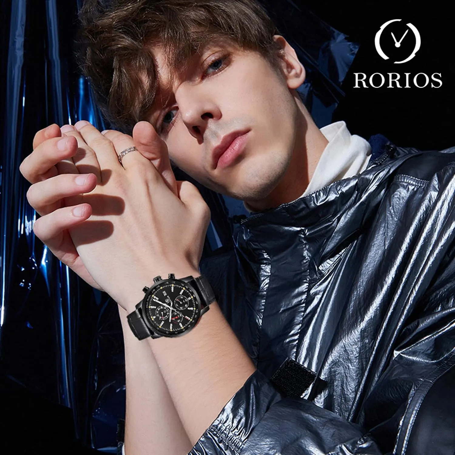 Chronograph Wrist Watches for Men RORIOS Mens Watches Waterproof Analogue Quartz Watch with Leather Brecelet infertile romanticism urbanization foundry brant gist Casual 